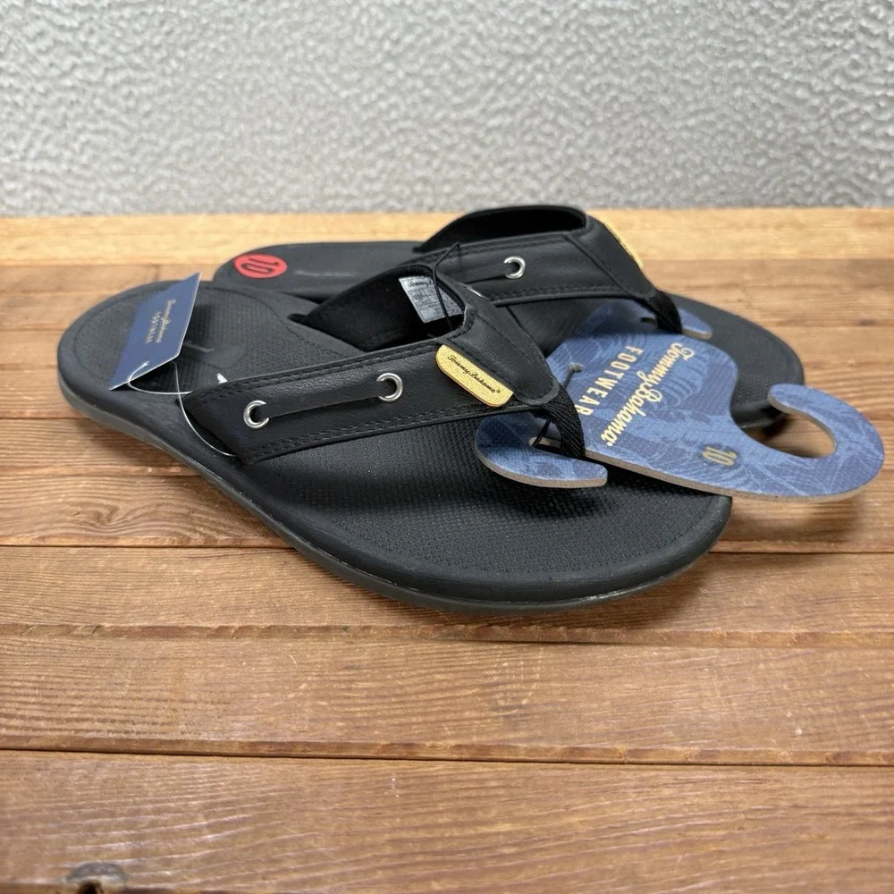 Tommy Bahama Sandals Mens 10 Black TBF Coast Flip Flops Beach Summer Casual NEW
